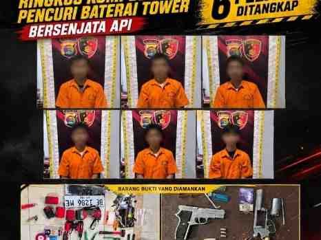 Kejar-Kejaran Sengit, Tim URC Polres Tulang Bawang Ringkus Komplotan Pencuri Baterai Tower Bersenjata Api